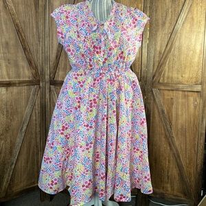 EShakti’s Floral Print Pintuck Pleat Cotton Shirtdress. Size 1X-18W